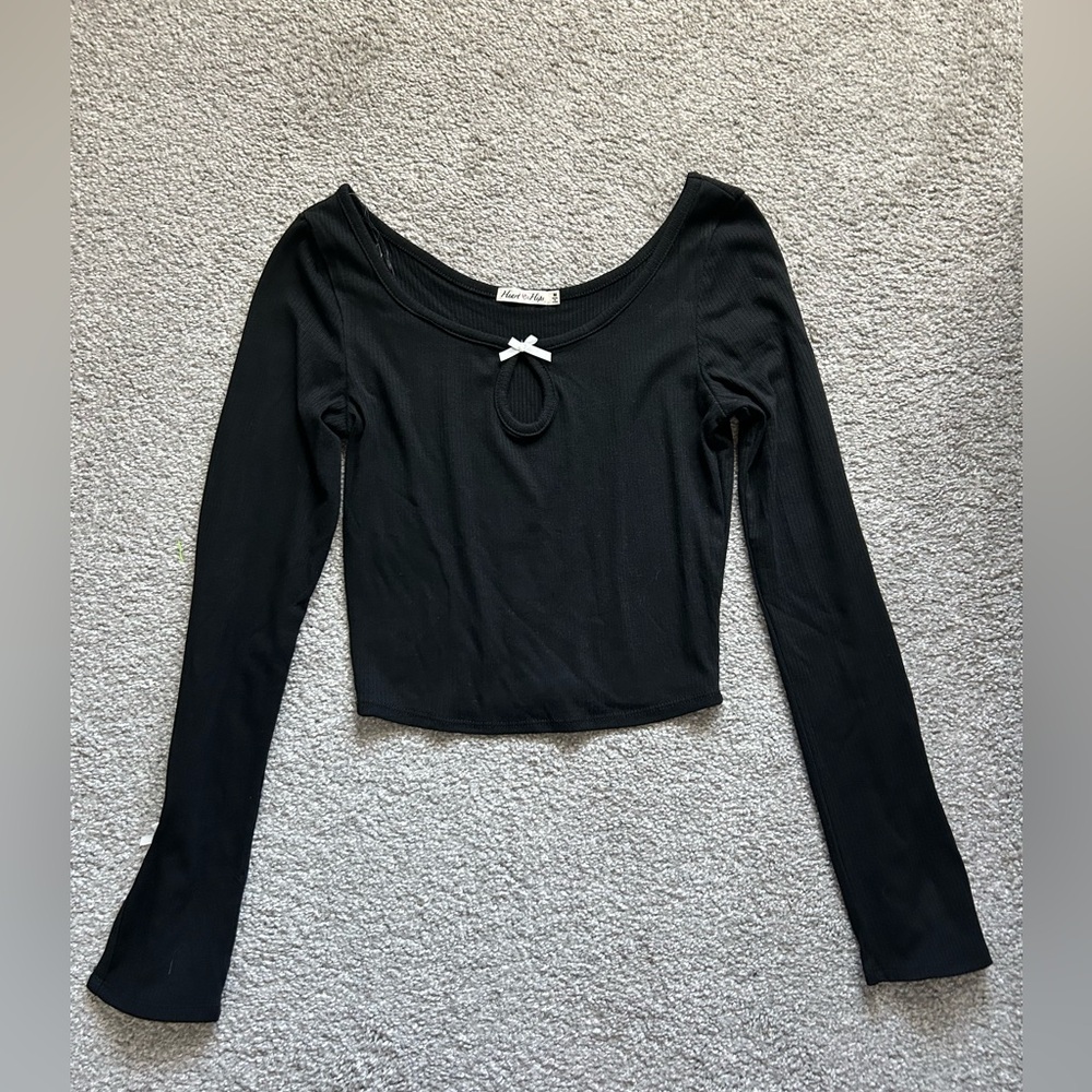 Black Long Sleeve Top with bows